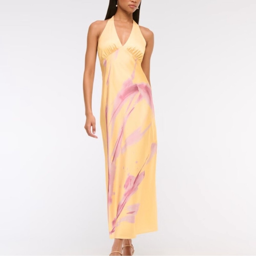 Abercrombie & Fitch Julia Slip Halter Maxi Dress - Sunny Yellow Pattern X-
Large - Picture 6 of 9